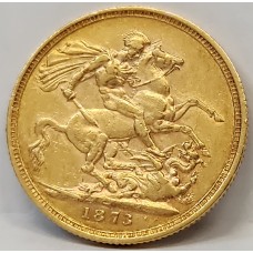 AUSTRALIA 1873 . ONE 1 SOVEREIGN . MELBOURNE . GOLD